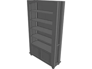 Oak Book Shelf CAD 3D Model