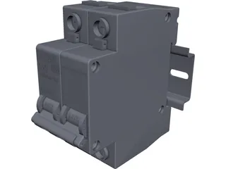Circuit Breaker with DIN Rail CAD 3D Model