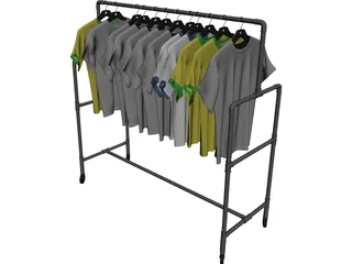 Shirts on Wardrobe 3D Model