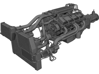 Engine GM 350 V8 Turbo CAD 3D Model