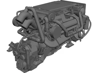 Yanmar Marine Engine Diesel 8LV 320HP CAD 3D Model