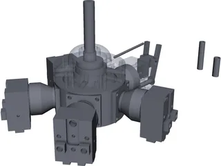 Liney Halo Radial Steam Engine CAD 3D Model
