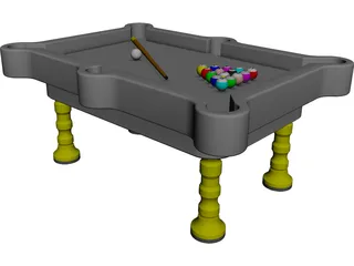 Pool Table CAD 3D Model