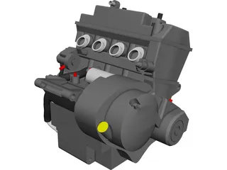 Honda CB600F Engine CAD 3D Model