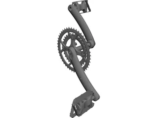 Crankset and Pedals CAD 3D Model