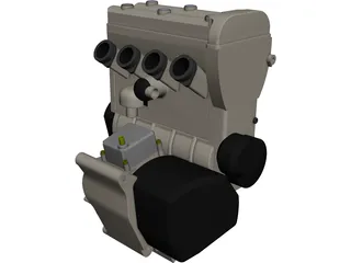 Suzuki GSX-R600 K1-3 Engine CAD 3D Model