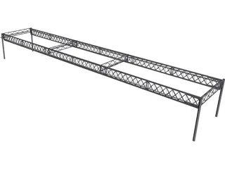 Truss Girder Bridge CAD 3D Model