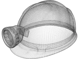 Miners Helmet with Head Lamp 3D Model
