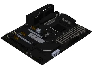 MSI X370 Gaming Pro Carbon Motherboard 3D Model