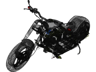 Custom Chopper Motorcycle 3D Model