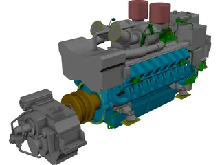 Marine Engine MTU 4500 3D Model
