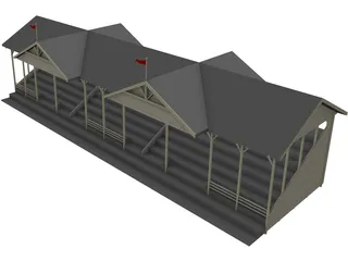 Cricket Stadium Spectator Stand 3D Model