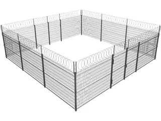Metallic Fence 3D Model