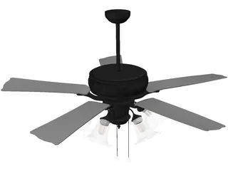 Ceiling Fan with Lamp 3D Model