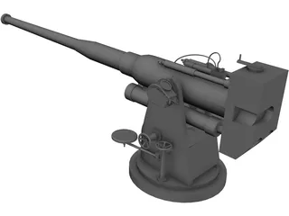 100mm Naval Cannon B25 3D Model