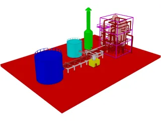 Oil Refinery 3D Model