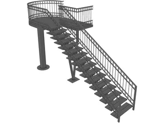 Stairs with Pedestal 3D Model