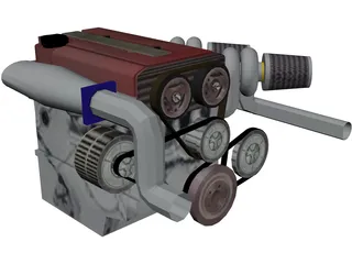 Engine Honda VTEC DOHC 3D Model
