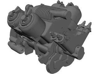 Car V4 Engine 3D Model