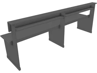 Church Bench Long 3D Model