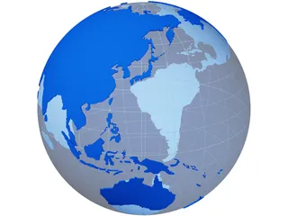 Globe Map Geopolitical Extruded 3D Model
