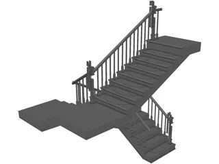 Stair with 3 Flights and 3 Landings 3D Model
