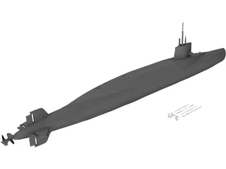 French Sub Le Redoutable S 611 3D Model
