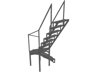 Angle Stairs Garden 3D Model