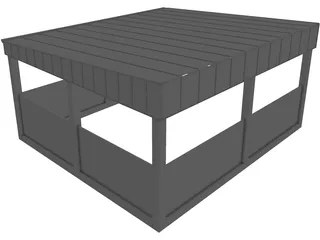 Carport with Metal Roof 3D Model