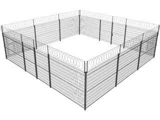 Metallic Fence 3D Model