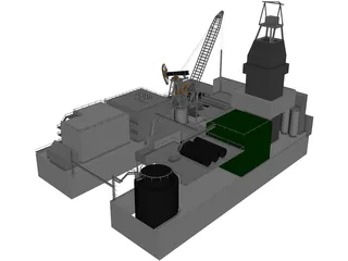 Oil Fraking Island Rig 3D Model