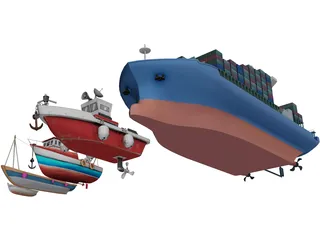 Boats Collection 3D Model