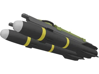 Hellfire Missile with Launcher 3D Model