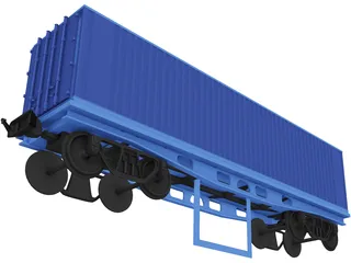 Container on Train truck 3D Model