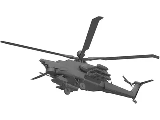 Mil MI-28N Attack Helicopter 3D Model