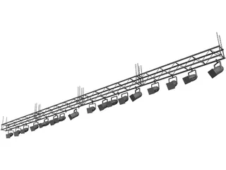 Truss with Stage Ligths and Chains 3D Model