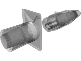XLR Female Plug and Male Socket 3D Model