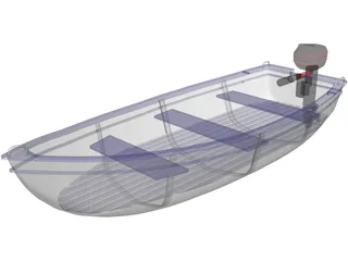 Boat with Outdoor Motor 3D Model
