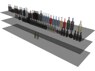 Bar Bottles Collection 3D Model