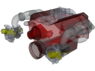 Engine SBC Dual Turbo 3D Model
