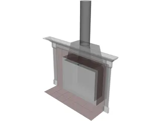 Basic Home Fireplace and Mantle 3D Model