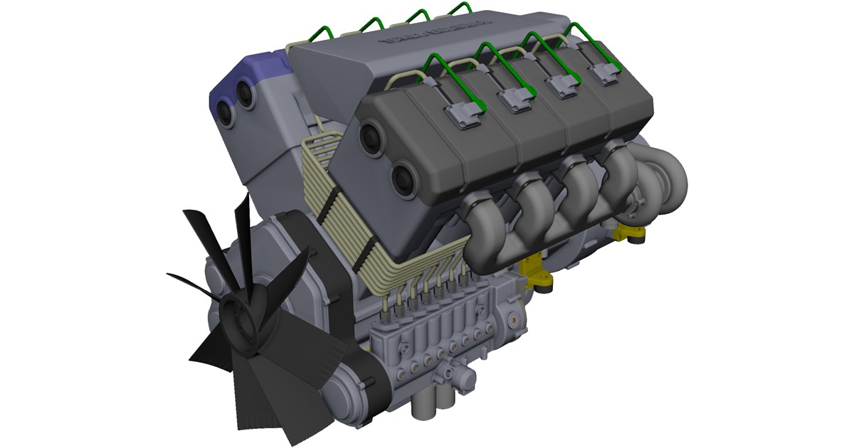 Turbo Diesel Engine CAD Model - 3D CAD Browser