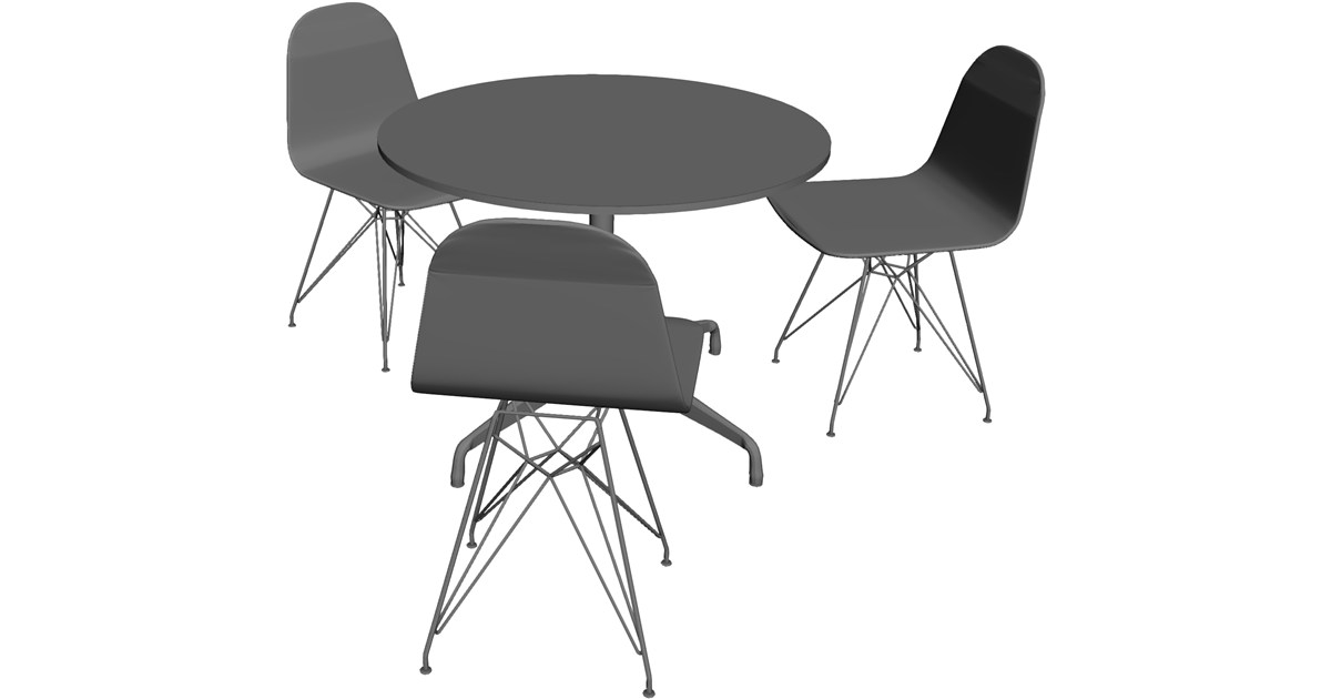 Eames Seatings and Table 3D Model - 3D CAD Browser
