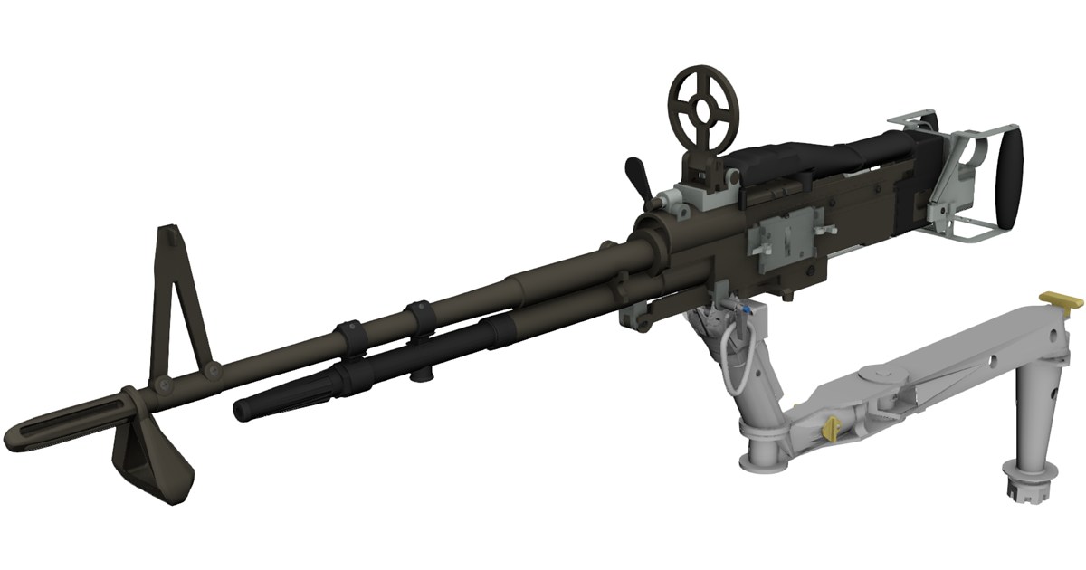 M60a6 M60 7.62mm Machine Gun and Arm 3D Model - 3D CAD Browser