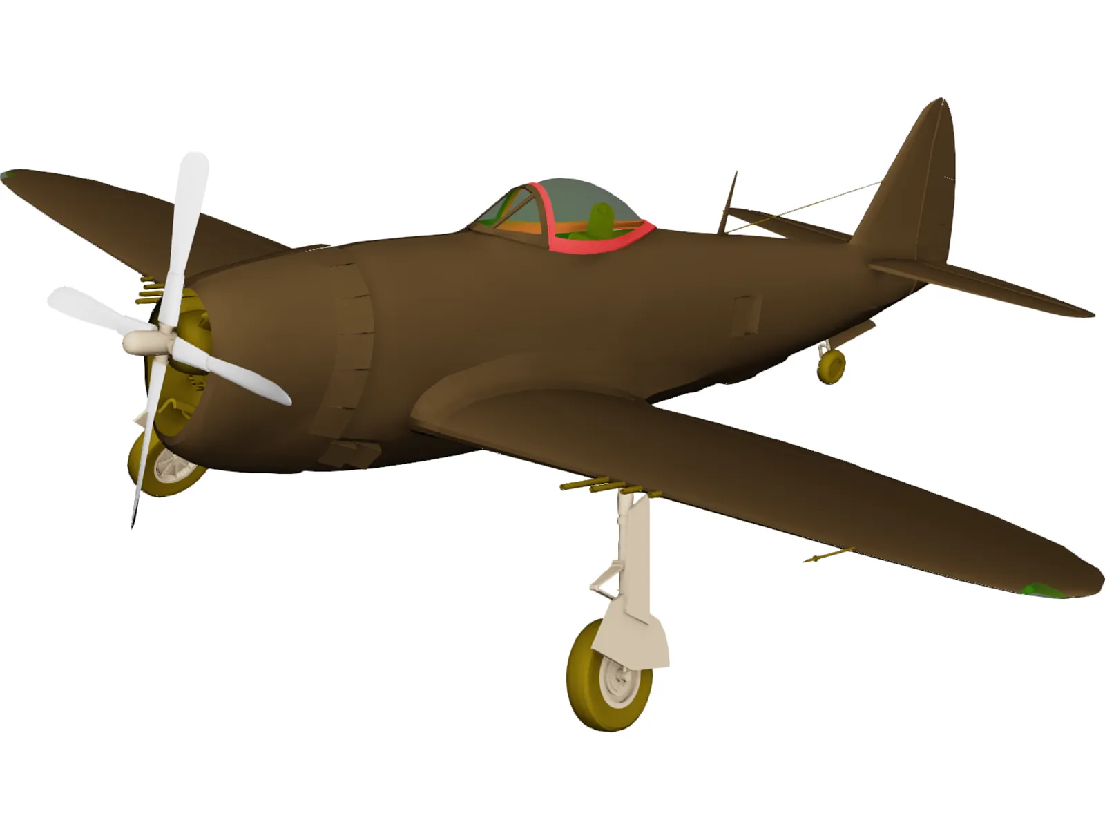 Republic P-47 Thunderbolt Bubble Canopy 3D Model