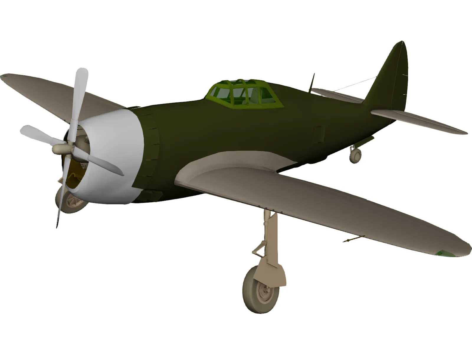 Republic P-47 Thunderbolt Greenhouse Canopy 3D Model