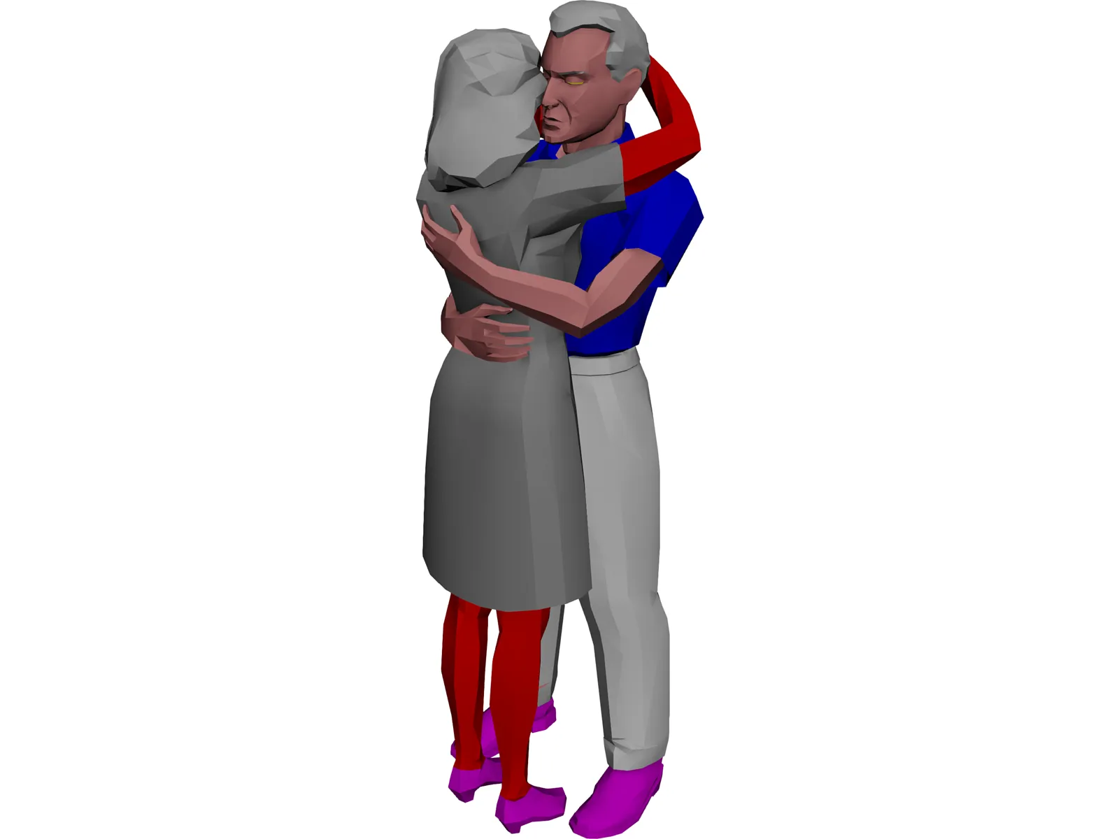 Adults Hugging 3D Model