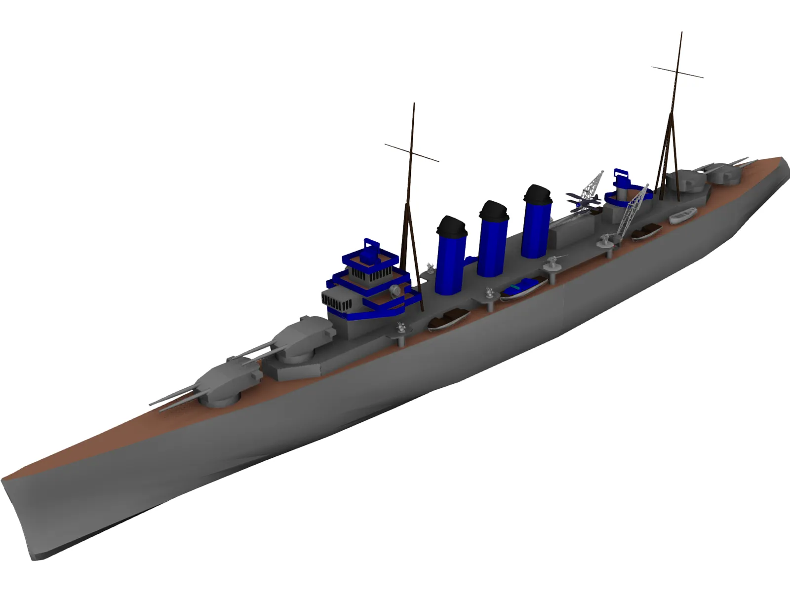 County Class Heavy Cruiser 3D Model