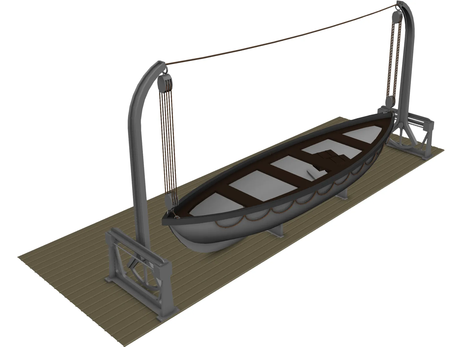 Lifeboat and Davits 3D Model