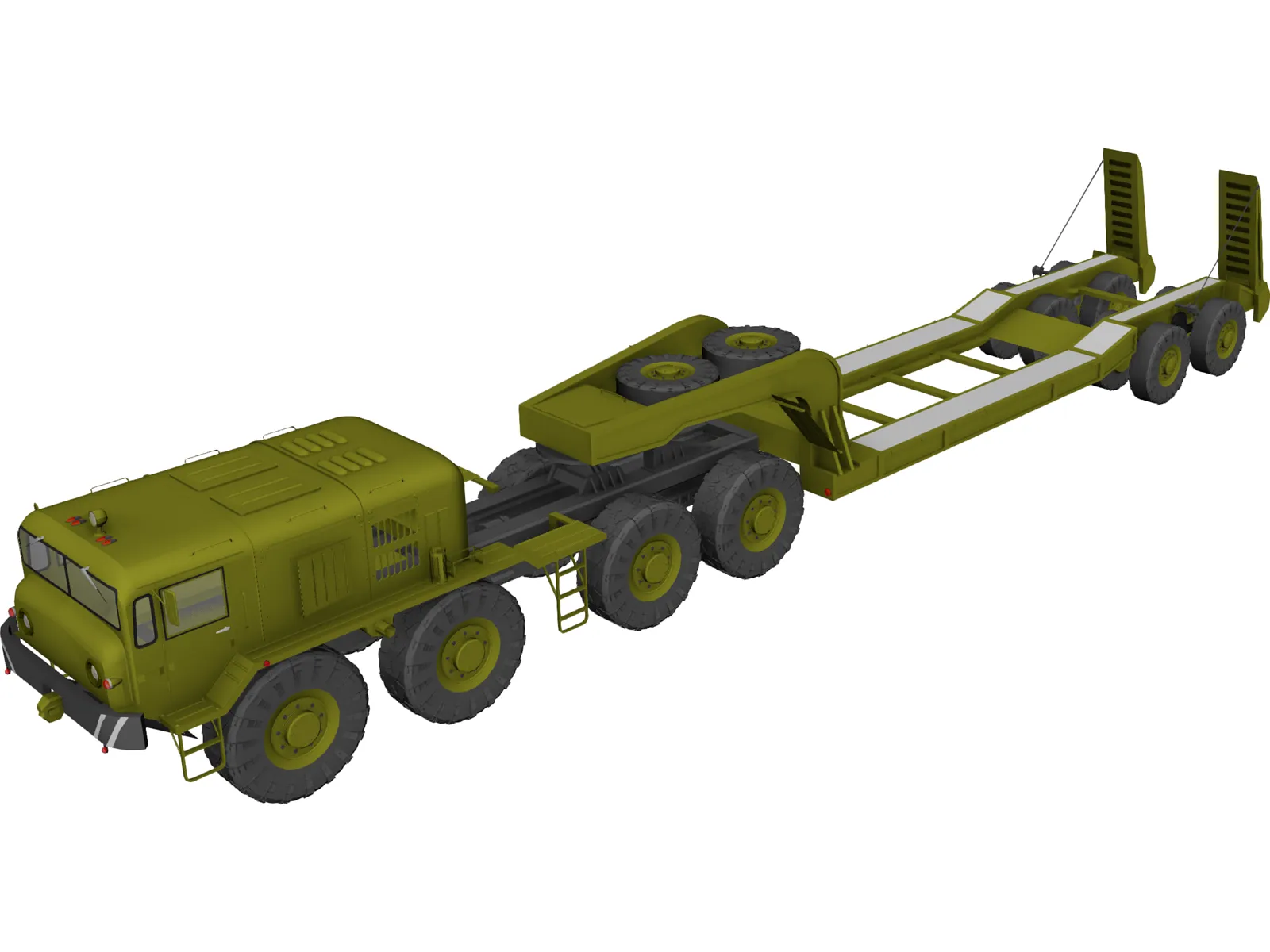 MAZ 543 with Transport Trailer 3D Model